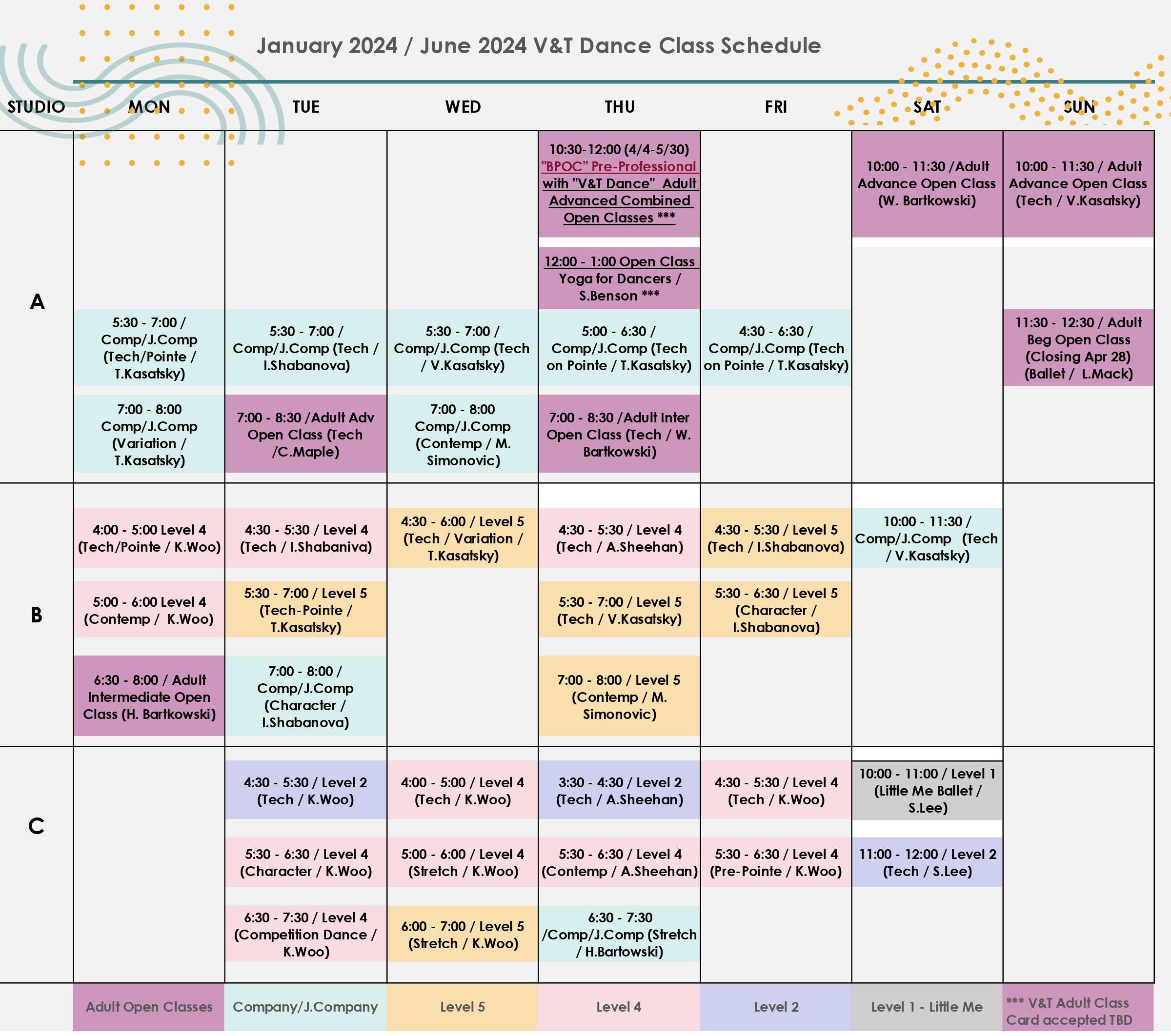 Open Adult Schedule